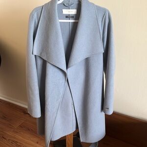 Tahari “Ellie” Wool Blend Wrap Coat Blue